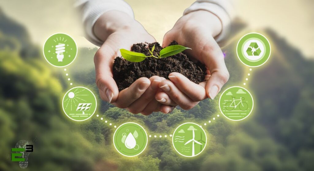 hands holding soil for planting in an energy efficient garden